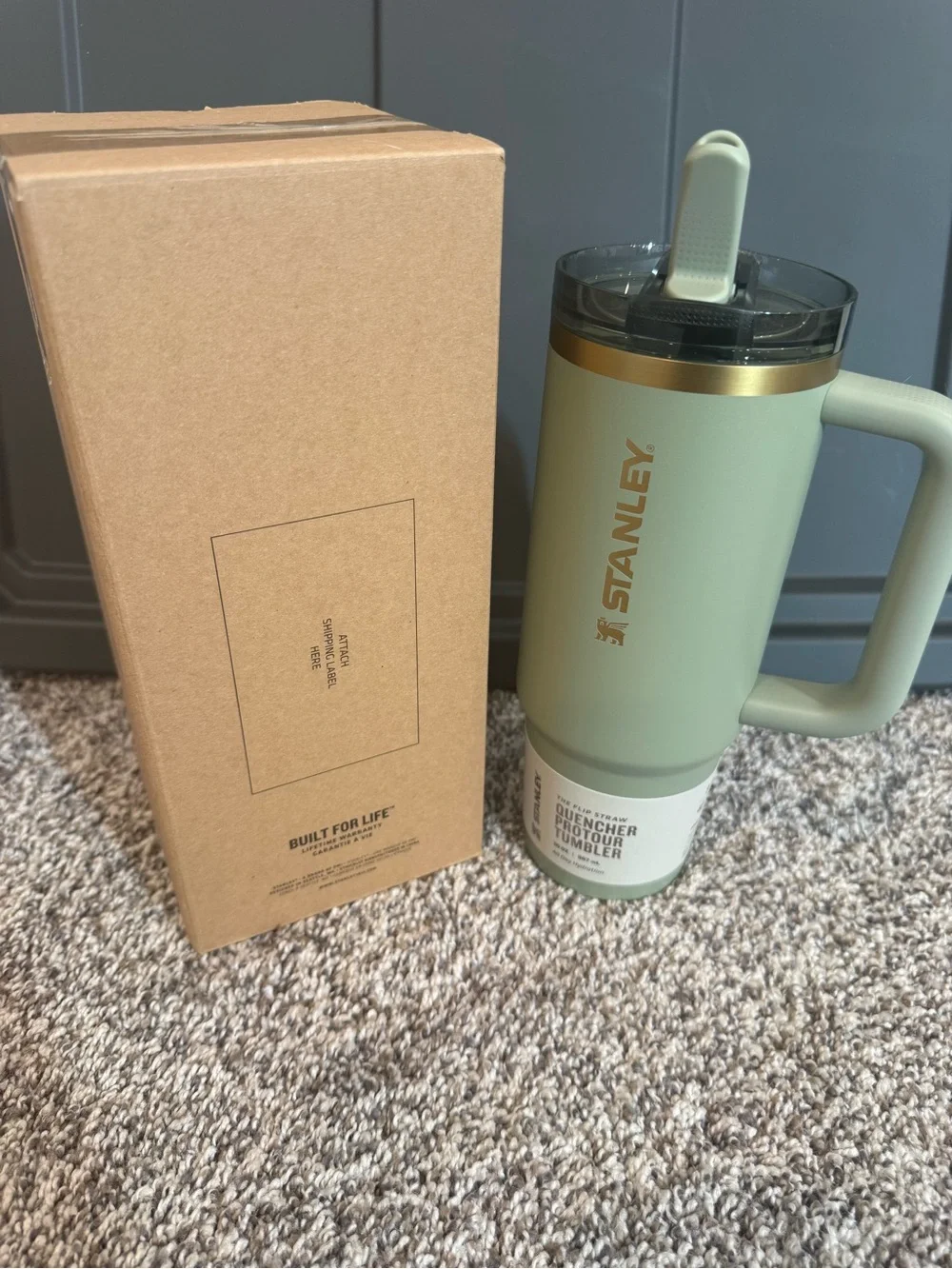 Stanley Sage Green Travel Tumbler with Gold Accent 30oz. - Picture 6 of 7